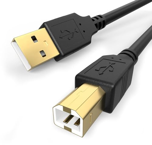 Sinoacc Cavo per stampante, 2 m, USB B, compatibile con HP Canon Dell Epson Brother Lexmark Xerox Piano DAC – USB A a USB B 2.0, connettori placcati in oro