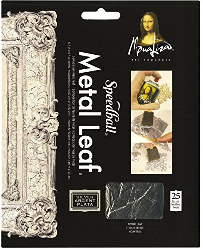 Speedball 10206 Mona Lisa Composition Silver Metal Leaf Sheets, Metal Leafing Sheets Made Of Aluminum - 25 Pack