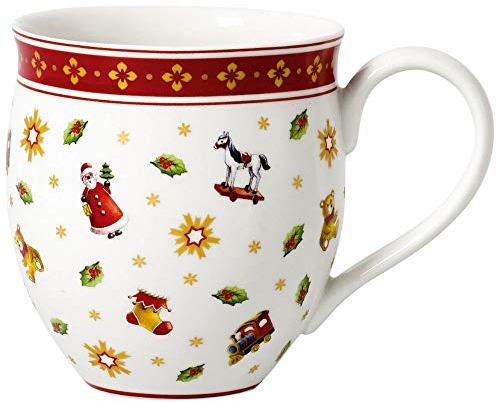 Villeroy & Boch Toy's Delight Kaffeebecher Toys, 440 ml, Premium Porzellan, Weiß/Rot, 2 Stück (1er Pack)