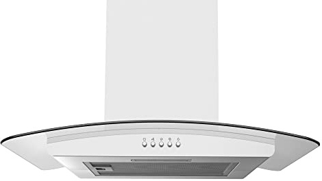 Statesman CGH60GS Curved Glass Chimney Cooker Hood, 60 cm, 2 Speed Settings, 1.5W LED Light, Push Button Control, Aluminum Mesh Washable Grease Filter, Stainless Steel