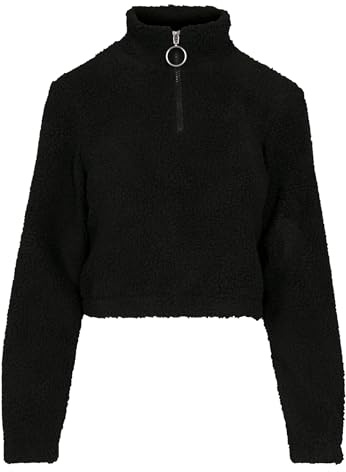 Urban Classics Women's Sherpa Troyer Shorts Sweater, Black (Black 00007), XS