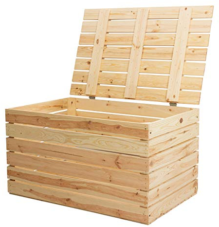 Große helle Holztruhe 80x50x39 cm Obstkiste Weinkisten universell Natur unbehandelt original XXL extra groß Aufbewahrungskiste Schatzkiste Bank Stauraum Regal Dekoration