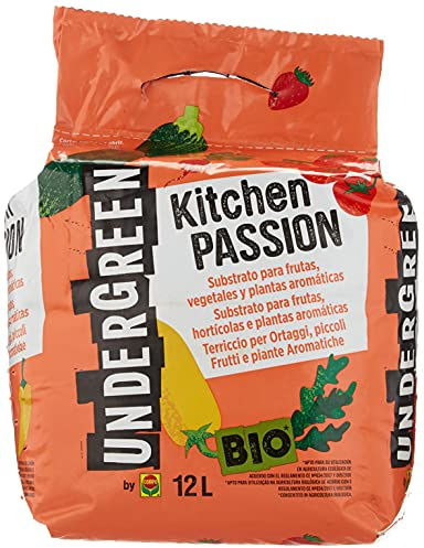 Undergreen Kitchen PASSION Terriccio per Ortaggi, Piccoli Frutti e Piante Aromatiche, Consentito in Agricoltura Biologica, 12 l