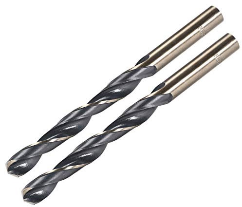 sourcing map 2pcs Straight Shank Twist Drill Bits 10mm Gold Titanium & Black Nitride Coated High Speed Steel (HSS) 4341 with 10mm Shank for Stainless Steel Alloy Metal Plastic Wood