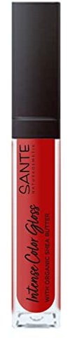Sante Naturkosmetik Natürlicher Lipgloss mit glänzendem Finish, Mit Sheabutter für gepflegte Lippen, Intense Color Gloss, Nr. 06 Daring Red, 1 x 5, 3 ml