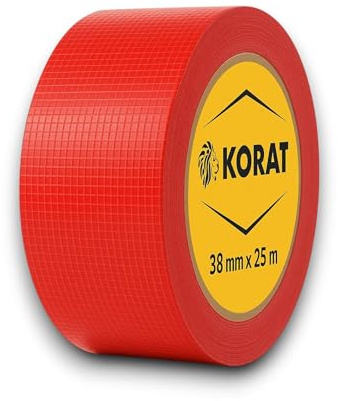 KORAT Nastro Americano Telato Extra Forte per Rilegatura Libri, Riparazioni, Fissaggio, Imballaggio, Sigillatura, Emergenze, Tutti gli utilizzi - Per interni ed esterni - 38 mm x 25 m (Rosso)