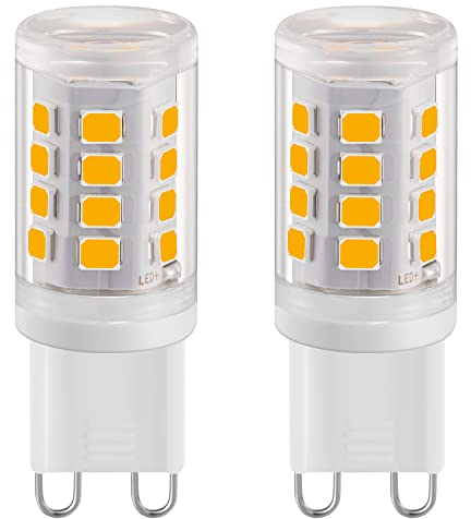 Euxper G9 LED-Leuchtmittel, 2 W, Warmweiß, 2700 K, nicht dimmbar, entspricht 28 W Halogenlampen, Maislicht für Heimbeleuchtung, nicht flackernd, AC 220-240 V, 360° Abstrahlwinkel, 2 Stück