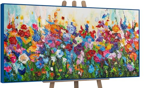 YS-Art handmålade tydliga akrylbilder med ram blommiga färger | målningar abstrakt heminredning | målningar modern | akrylbild sovrum kontor | väggbild konstbild med ram