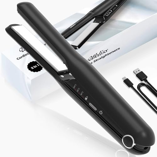 Mini Glätteisen für Kurze Haare, 2 in 1 Haarglätter Kabellos Glätteisen Locken & Glätten, Kleines Glätteisen für Reisen Styling, Tragbares USB Haarglätter mit 3 Temperaturen, ideal für Frauen Männer