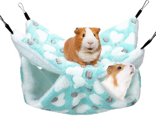 XoeLLe Meerschweinchen Hängematte, Doppelschicht Frettchen Kuschelhöhle Ratten Meerschweinchen Käfig, Weiche und Warme Katzenhängematte Hängematte für Ratten, Hamster, Chinchillas, Frettchen (Grün)