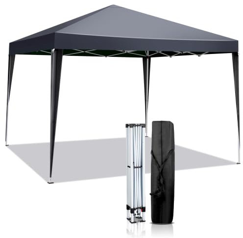 Bonnlo Tonnelle de Jardin Pliante 3x3 imperméable/Tente de Réception Pop-up Inclus Sac de Transport/Auvent,Barnum Pliant Exterieur pour Camping et Événements [Bleu] (Gris Anthracite)
