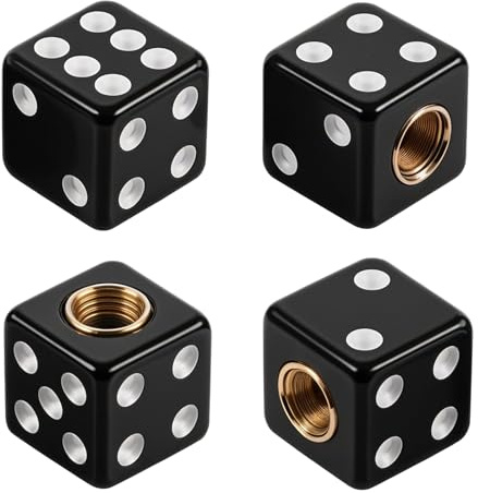 4 Pcs Dice Tire Valve Stem Caps Dice Universal Tire Valve Stem Covers air Valves Caps Waterproof Airtight Car Wheel Tires Air Cap for Cars SUV Trucks Bikes Motorcycles Bicycles (Black）