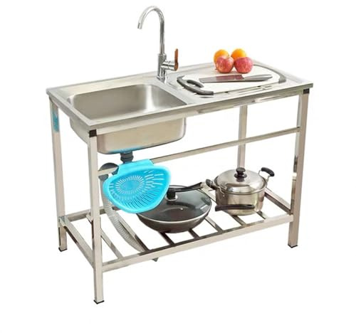 HPIRFYE Lavello da Cucina in Acciaio Inox Autoportante con Rubinetto, Lavandino Commerciale Professionale per Ristorante, Garage, Lavanderia e Giardino Esterno, Facile da Montare e Pulire