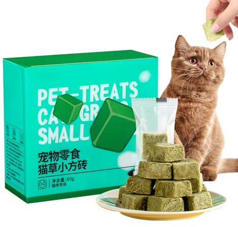 Snack De Hierba Para Gatos: Golosina Masticable Liofilizada De 60 G, Ayuda Natural Para Bolas De Pelo En Interiores, Juguete Comestible Para Gatos Con Hierba Gatera | Refrigerio Digestivo Saludable Pa