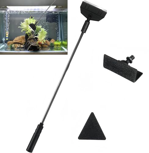Kit de limpieza de peceras 3 en 1, kit de herramientas de limpieza para peceras con varilla desmontable, raspador de algas con hoja de repuesto, juego de herramientas de limpieza de acuarios, cepillo