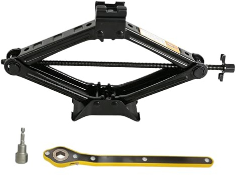Hniuyun 2 Ton Scissor Jack Kit - Heavy-Duty Car Lift with Ratchet Handle & Electric Drill Compatible for Sedans, SUVs, MPVs - Reinforced Steel Plate Construction