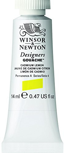 Winsor & Newton 0605086 Designers Gouache, finaste konstfärger, 14 ml tub, tak, högkvalitativa pigment, kadmiumcitron