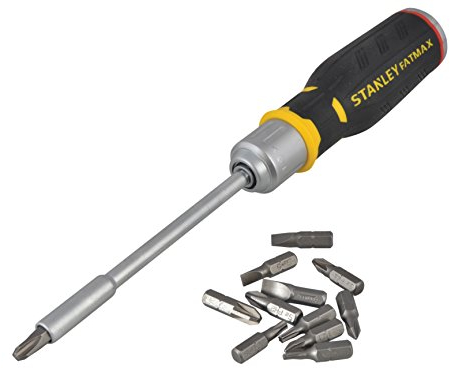 Stanley Fmht0-62690 Tournevis Interchangeable Gamme FatMax - Mécanisme Cliquet 40 Dents - Angle De Reprise 9° - 3 Positions De Cliquet - Poignée Bi Matière Grip Noir