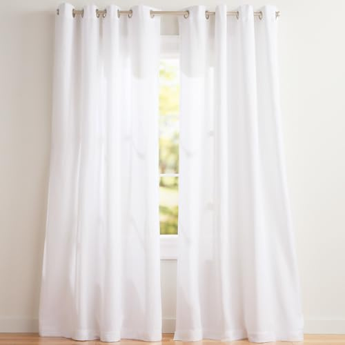 Exclusive Home Loha Linen Grommet Top Curtain Panel Pair, 54x96, Winter White