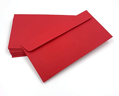 umschlag-discount – 50 dunkelrote Briefumschläge ohne Sichtfenster für hochwertige Sendungen & Einladungen – selbstklebende Briefkuverts mit den Maßen 220 x 110 mm (DIN lang)