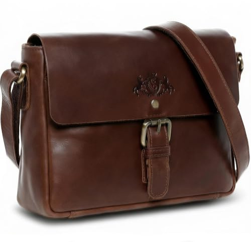 SID & VAIN Sac Messager Cuir véritable Yale Sacoche Homme bandoulière Petit pour Hommes et Femmes Sac à Épaule Marron