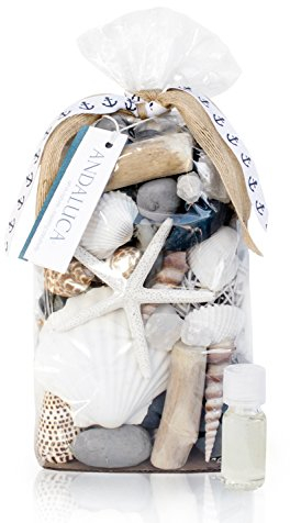 ANDALUCA Potpourri profumato delle isole del Pacifico, prodotto in California, decorazione per la casa, grande sacchetto da 590 ml + flaconcino profumato, profumi fiori di sandalo e cocco