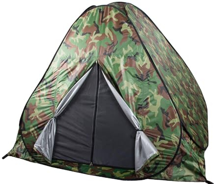 HUKITECH - Automatisches selbstaufrichtendes Touristenzelt Sekundenzelt - selbstaufbauend - Farbe Tarnmuster - Geeignet für 3-4 Personen - Angelzelt Camping