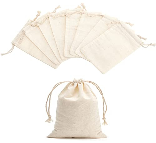 Tendwarm 20 Pack 3x3.9 Inch Mini Size Cotton Drawstring Bags Reusable Muslin Sachet Bag for Party Wedding
