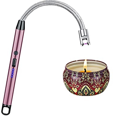 Kerzenfeuerzeug Elektrisches Outdoor Winddichtes Feuerzeug Wiederaufladbares Lange Plasma feuerzeugs Geeignet für Küche, Kerze, Gasherd und Grill (Rosa)