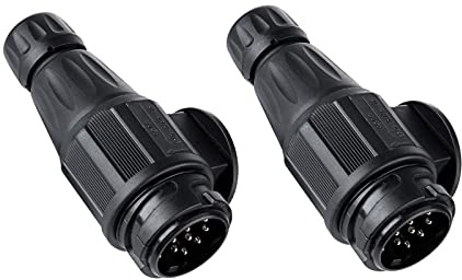 BEIJISTAR 2 Pieces 13 Pin Trailer Plug, 12V Waterproof 13 Pin Trailer Plug Connector, for Truck RV Cars Boat Caravan