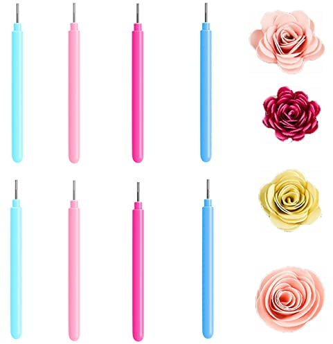 Briartw 4 Colors 8 Pieces Paper Quilling Tools Rolling Curling Quilling Needle Pen for Quilling Paper Strips 3D Flowers-Making Scrapbooking Craft Cardmaking Stencil Quilling Supplies