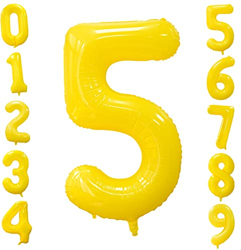 Folienballons Zahl 5 Gelb 101cm Groß Zitronengelb Luftballon Geburtstag 40 Zoll Zahlenballons 5 Geburtstagsballon Helium Ballon für Mädchen Junge Gelbe Zahlenballon Mädchen Party Jubiläums Party Deko