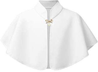 inlzdz Enfant Fille Bébé Princesse Cape Princesse Cardigan Mariage Baptême Soirée Gilet pour Robe Veste Danse Ballet Piano Scène Performance Boléro Anniversaire en Coton A Blanc 3-5 Ans