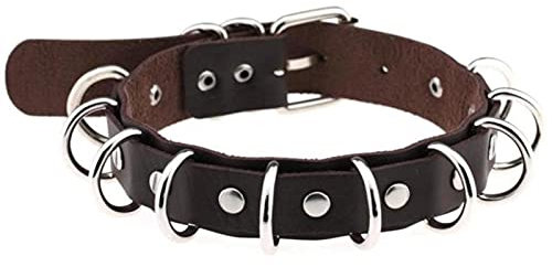 WEITING Multilayers donne ragazze imbracatura Harajuku collane in metallo rotondo goth girocollo collana collo chocker gioielli - marrone scuro