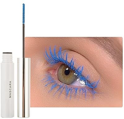 2PCS Mascara Waterproof Primer per Ciglia, Mascara Voluminoso Extra Lungo in Fibra Colorata, Incantevole a Lunga Durata, Volume, Allungamento e Senza Sbavature (04# Blue)