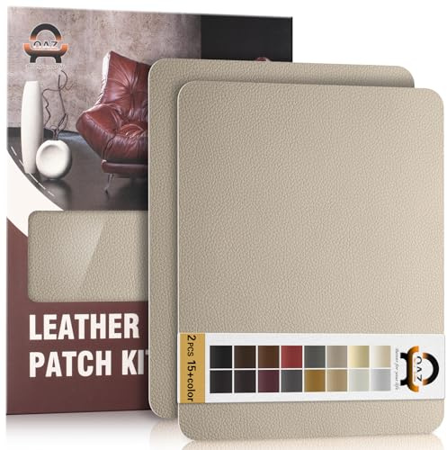 Kit di Riparazione in Pelle Grigio avorio, 28×21 cm Nastro Adesivo in Pelle, Pelle Adesiva per Riparazioni Patch di Riparazione in Pelle per Divani, Automobili, Reclinazioni, Borse, Tappezzeria