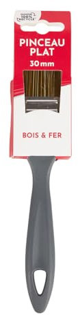 COGEX - Pinceau Plat 30mm pour Bois et Fer - Diamètre: Ø30mm - Manche en Plastique 100% Recyclé - pour Surfaces Planes - Bonne Prise en Main - Pratique