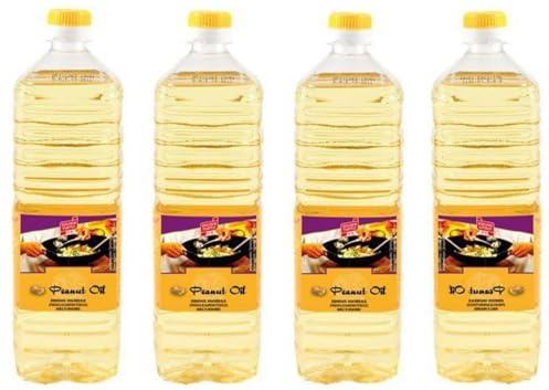 4er Pack 100% Erdnuss-Öl [4x 1000ml] Erdnussöl ~ Peanut Oil ~ Wok Öl