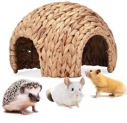 Grashaus Für Kaninchen, Nagerhaus Kaninchenhäuser Und Verstecke, Natürliches Meerschweinchenhaus,Handgefertigtes Häschen-Grashaus, Bequemes Häschen-Hamster-Haus, Rohrkolben-Kaninchen-Versteck