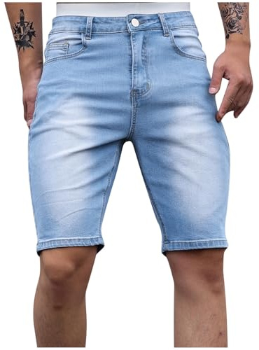 Pantalones Cortos Vaquero Hombre Verano Moda Casual Jeans Pantalones Corto Short Slim Fit Deporte Jogging Retro Pantalon Fitness Chandal Hombre Pantalones de Trekking Playa 2024