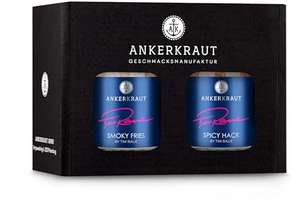 Ankerkraut x Tim Raue Genieblitz Gewürz-Box, Gewürze-Set mit Spicy Hack und Smoky Fries, Hackfleisch und Pommes Frites á la Gorumet zubereiten, 250 g im Set