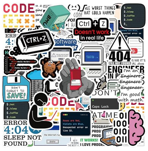 CHROMACRAFT 100 Pegatinas con Temática De Programador, Pegatinas Creativas Personalizadas, Que Se Pueden Utilizar para Decorar Esquís, Equipaje Y Ordenadores Portátiles.