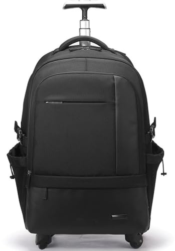 Business Suitcase Rolling Backpack Waterproof Nylon Unisex Travel Laptop Trolley Bag with Wheels Size 20 Inch Black
