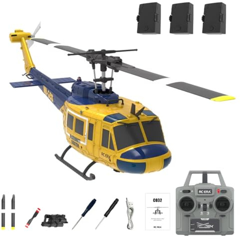 Meiurlex RC ERA C032 UH-1 Huey RC helikopter, 6 kanaler, fjärrstyrd helikopter 1/48 Heli-skala, 3D Stuntflyg och RC-flygplan med hög precision för vuxna nybörjare