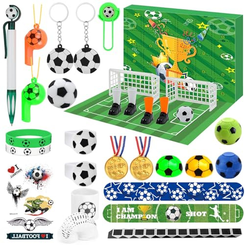 Calendrier de l'Avent 2025 pour enfants, garçons, filles, adolescents, compte à rebours de 24 jours, cadeau de football 2024, pour garçons âgés de 6, 7, 8, 9, 10, 11, 12 ans