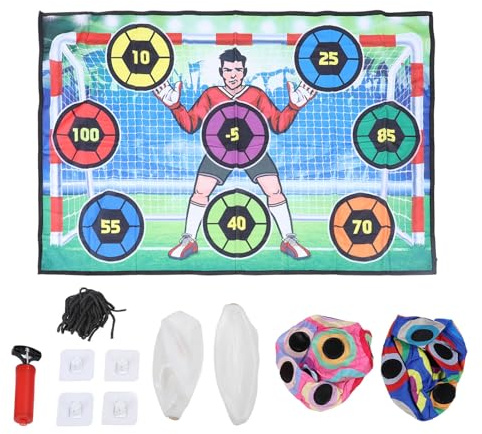Srliya Set da Gioco con Pallone da Calcio con 2 Palloni, Pompa Ad Aria, Tappetino per Lo Sviluppo delle abilità, Lancio del Bersaglio da Calcio, per Cortile Interno Ed Esterno