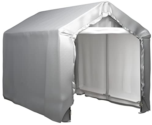 Generic Tenda Magazzino per Esterni, Acciaio Zincato e PE, Tettoia Grigia Impermeabile per Attrezzature da Giardino, Posto Auto Coperto con Resistenza Ai Raggi UV (240x240 cm) (180 x 300 cm)