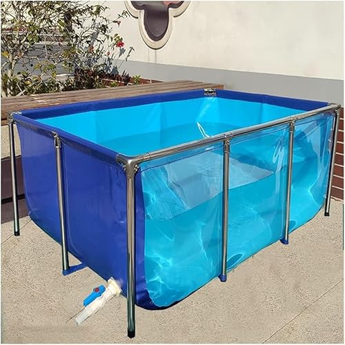 Lago artificiale in tela, Laghetto fuori terra for pesci rossi Koi con pannello di osservazione, struttura in acciaio e tela in PVC(50x40x30cm)