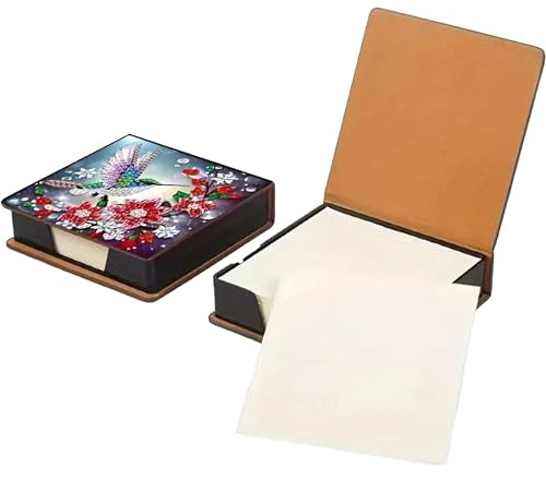 Flower Diamond Painting Kit Note Box,Memo Paper Storage Box Diamonds Art,Sticky Note Holder Diamond Art,Diamonds Painting Memo Pad for Office Desk. (Bird)