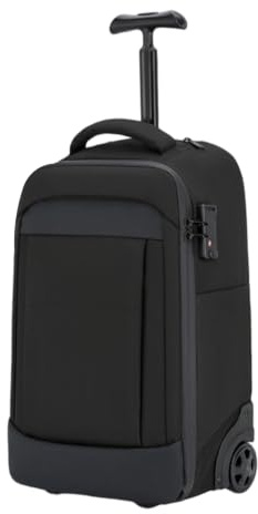 Rullbar laptopryggsäck, omvandlingsbar resryggsäck med hjul, resryggsäckar för dagsturer, multifunktionell handbagageväska för affärsresor, för kvinnor och män, livsstil, fritid, utomhus，Svart